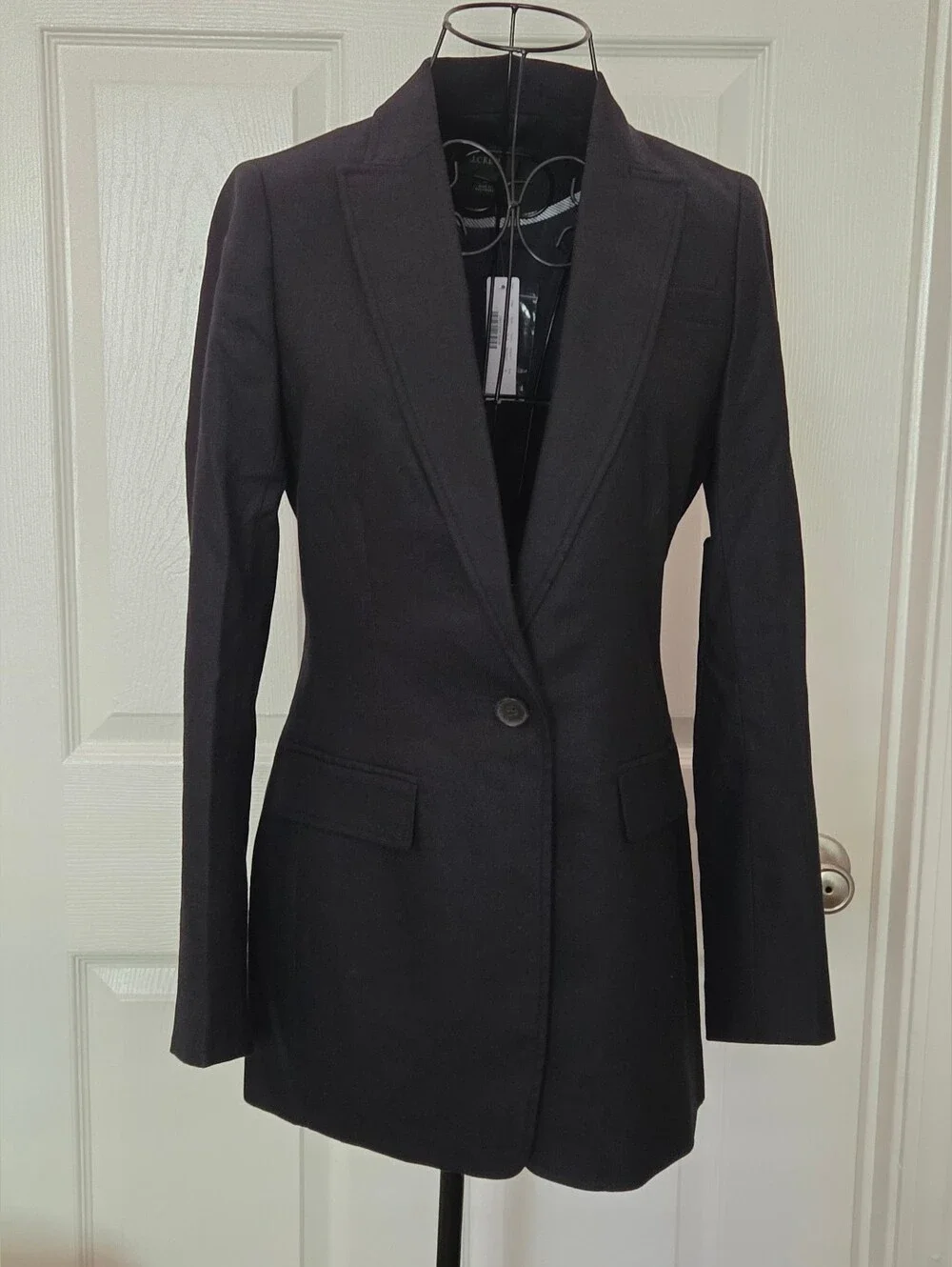 NWT J.CREW SIZE 2 MADELYN BLACK LINEN BLAZER - Picture 2 of 10